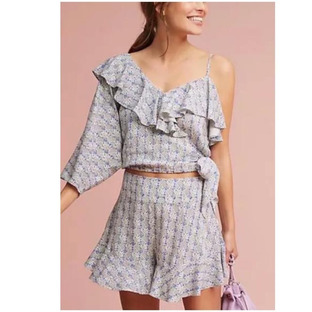 ANTHROPOLOGIE Maeve Pinespple Ruffled Shorts Small - Picture 4 of 8